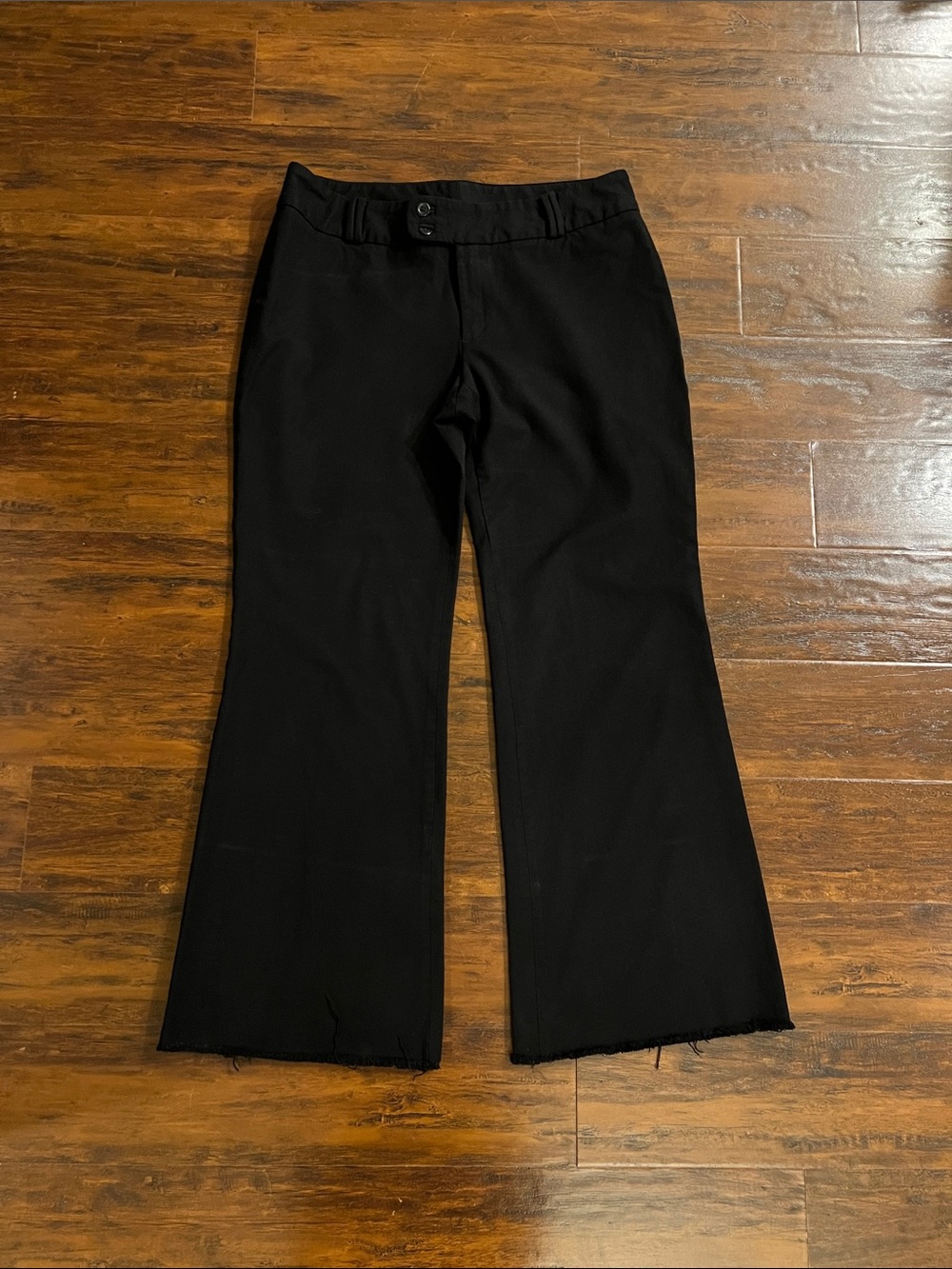 Banana Republic Black Stretch “Martin Fit” Frayed Hem Trousers Women’s Size 10